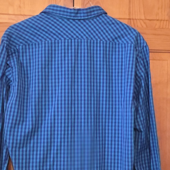 Thomas Pink Shirt Mens 15.5-16 Blue Gingham Check Slim Fit - Picture 7 of 8